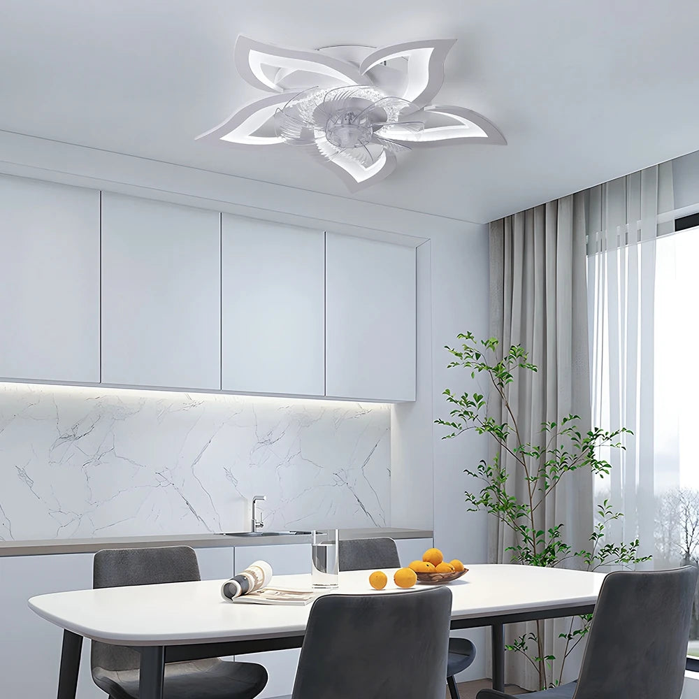 IRALAN Ceiling Fan with Lights,Modern Dimmable Flower Shape, Remote Control/app Control,Timing 6 Gear Speeds Fan Ceiling Lamp