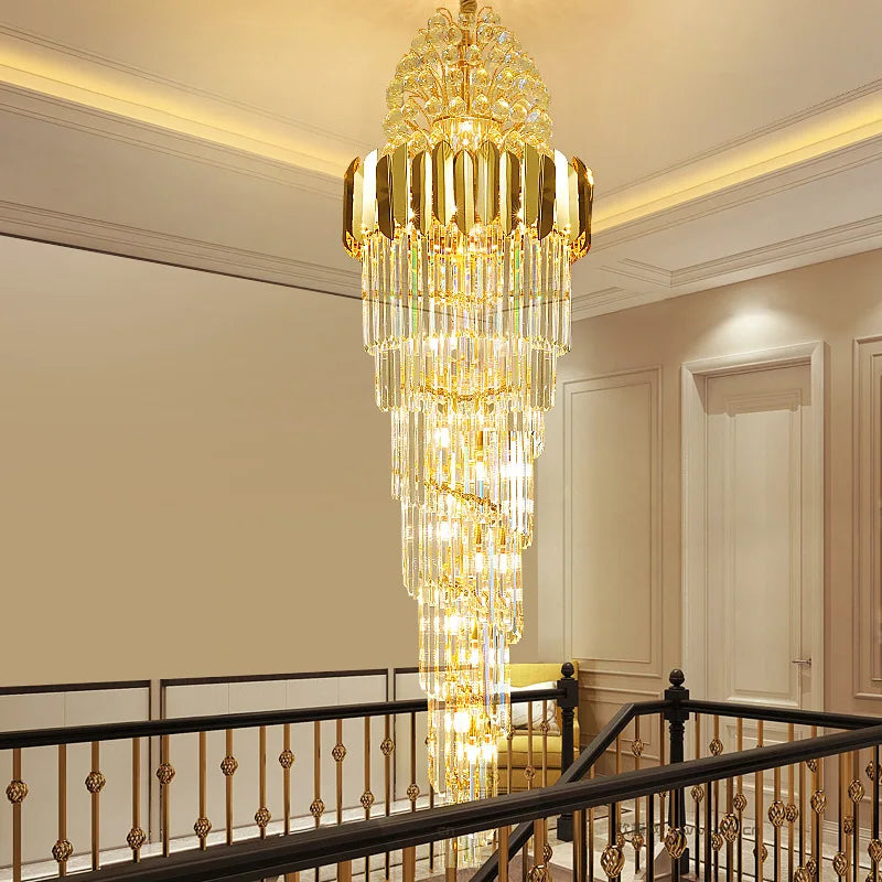 Crystal Stair Chandeliers - Elegant Indoor Lighting for Living Rooms, Staircases, and Loft Spaces