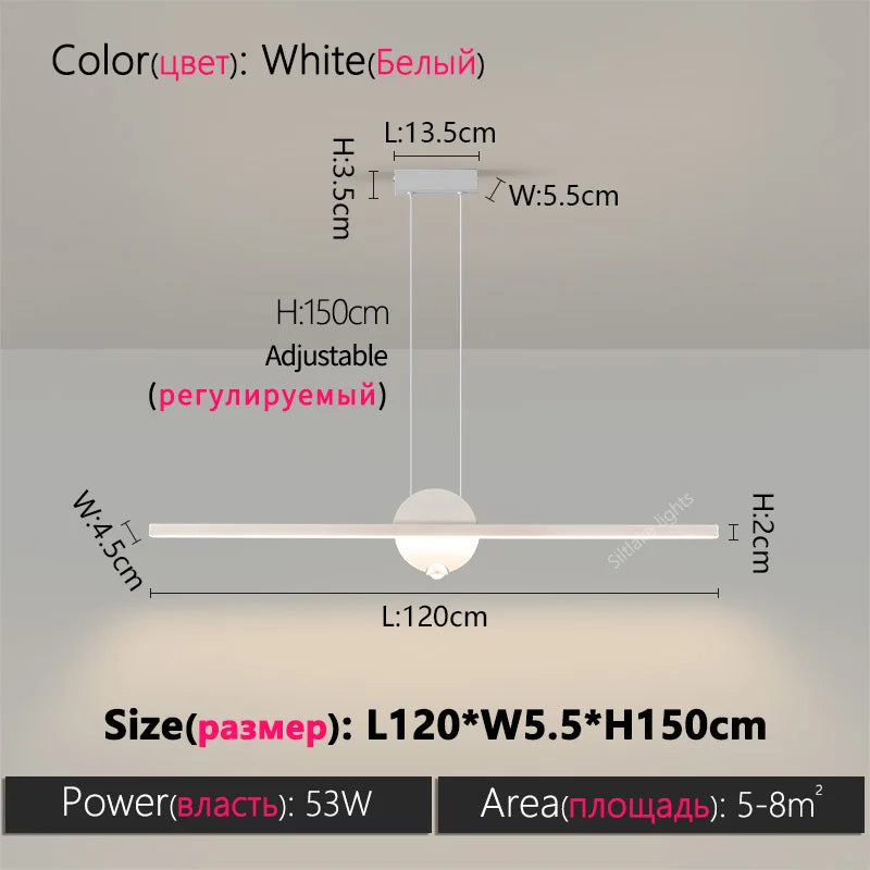 Minimalist Linear Pendant Lights LED Modern Chandelier Dining Room Island Light Restaurant Cafe Bar Office Hanging Lamps Black