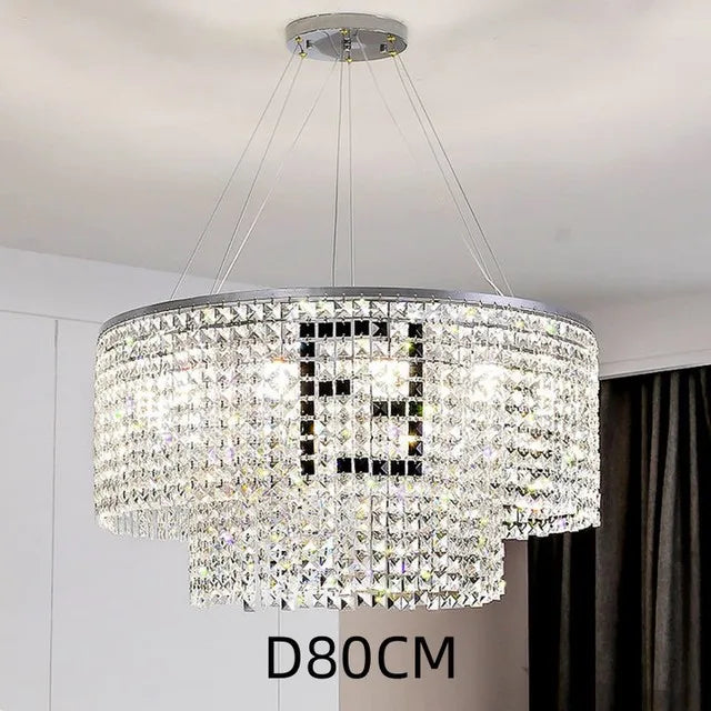 Contemporary Crystal LED Chandelier - Luxury Rectangular K9 Pendant Lamp with Personality for Dining Spaces
