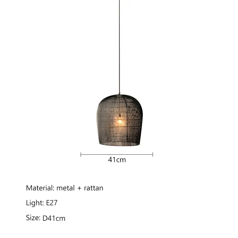 Japanese Wabi-Sabi Wind Handmade Rattan LED Pendant Lights - Illuminate Your Dining Room, Bar, Bedroom, and More with Rustic Elegance