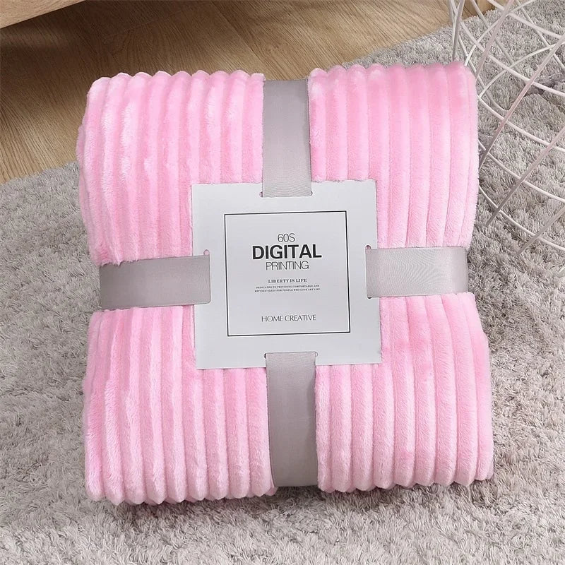 VividTwill 1pc Fluffy Coral Velvet Blanket Air-Conditioned Flannel Plush Comfortable Thickened Warm Soft Throw Blanket Bed Cover