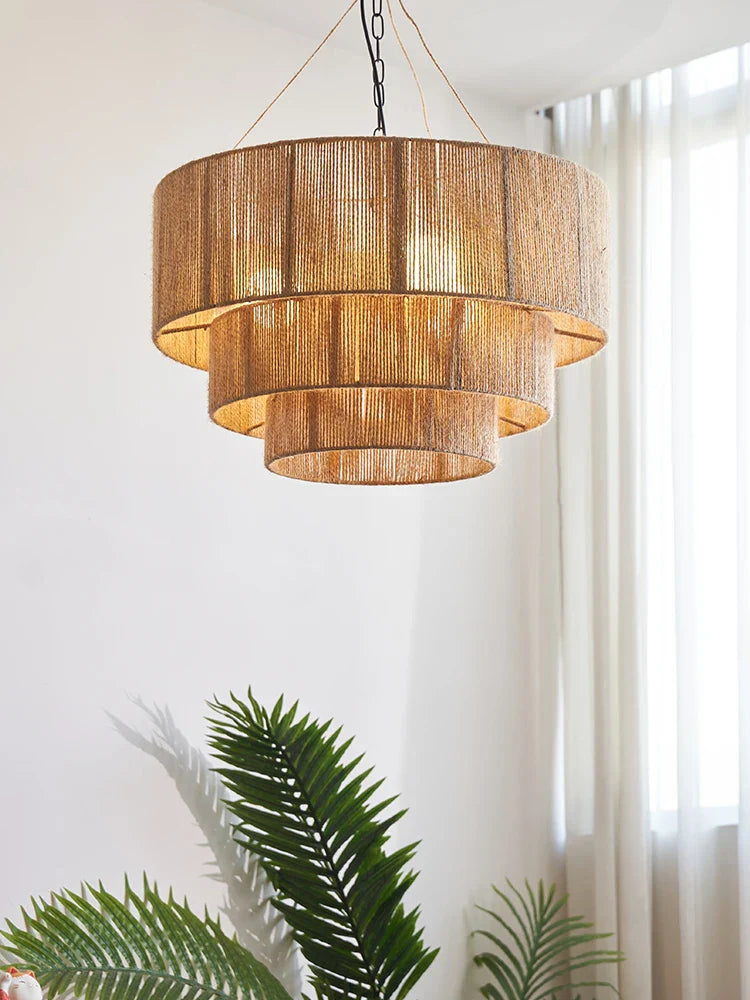 Bohemian Retro Chandelier - Handmade Rattan Pendant Lamps for Creative Country-Style Decor