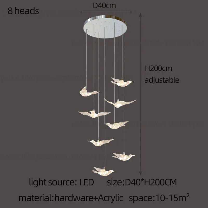 Contemporary LED Bird-Shaped Pendant Lamp - Stylish Illumination for Your Living Space