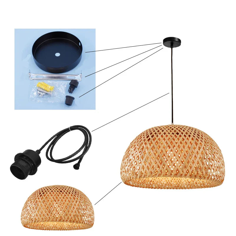 Bamboo Artistry Hand-Woven Pendant Lights - Exquisite Rattan Wicker Chandelier for Your Home