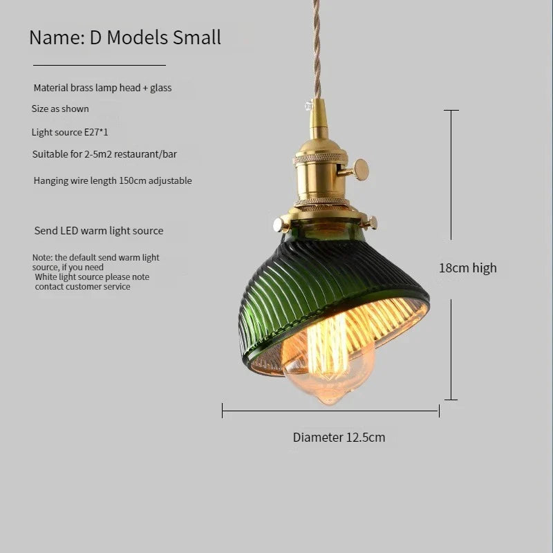 Vintage Brass Green Glass Pendant Light - Illuminate Your Dining Room, Bar, or Bedroom with Scandinavian Elegance