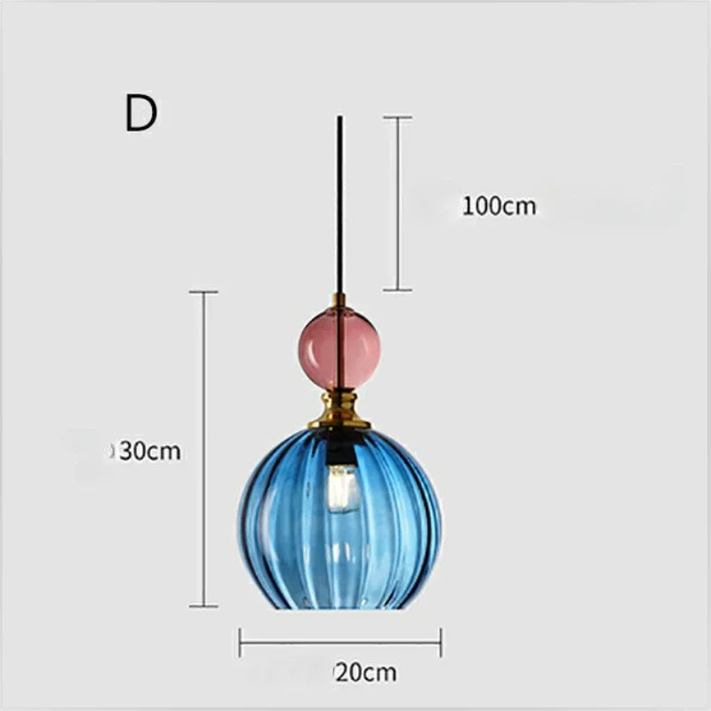 Nordic Colored Glass Chandelier Postmodern Creative Designer Restaurant Bar Counter Bedroom Bedside Lamp Excluding Light Bulbs