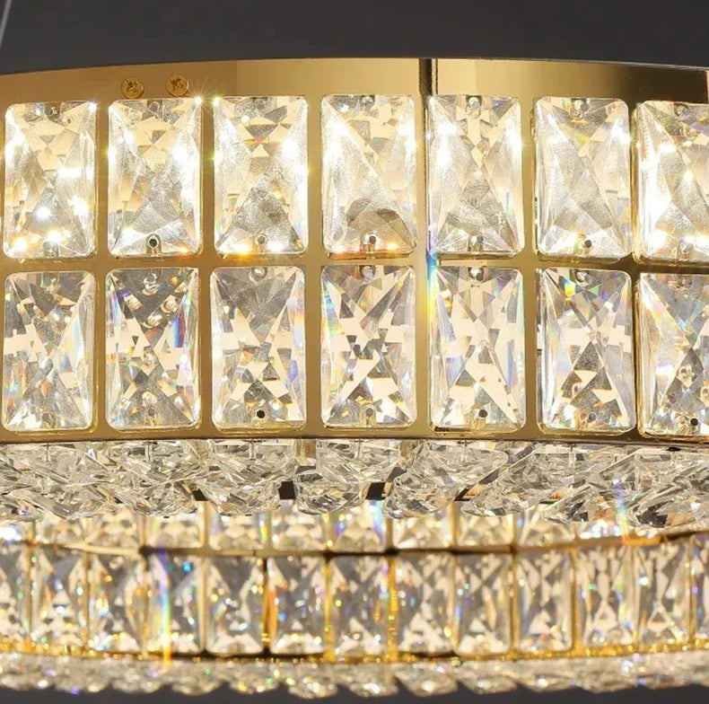 Modern Minimalist Crystal Light Luxury Circular Ring Hanging Lamp High-end Atmospheric Hall Light Bedroom Crystal Pendant Light