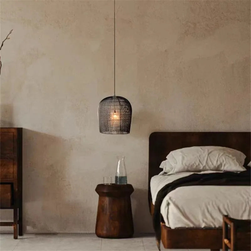 Wabi Sabi Rattan Pendant Light - Handcrafted Elegance for Your Dining Room, Bedroom, or Bar Area
