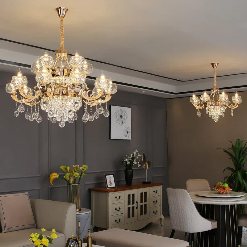 Grand European Style Crystal Pendant Lamp - High-Grade Luxury for Living Rooms, Dining Areas, and Bedrooms