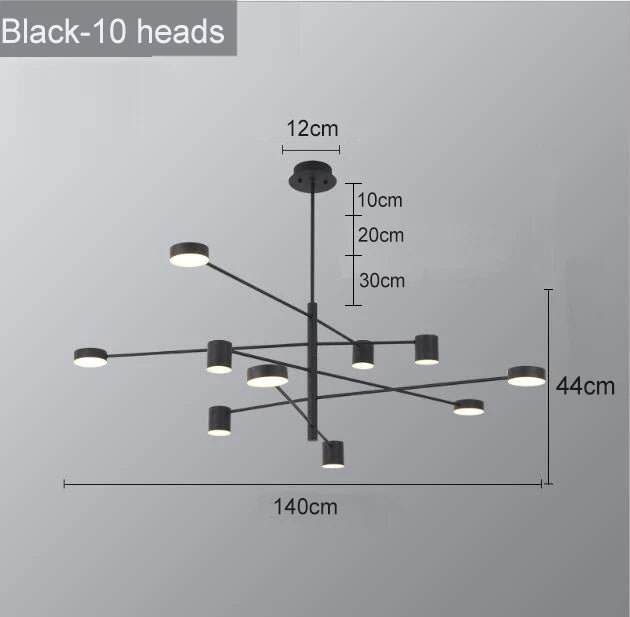 Swivel LED Chandelier - Versatile for Living, Dining, Office - Sleek Black Pendant Light - Modern Home Decor