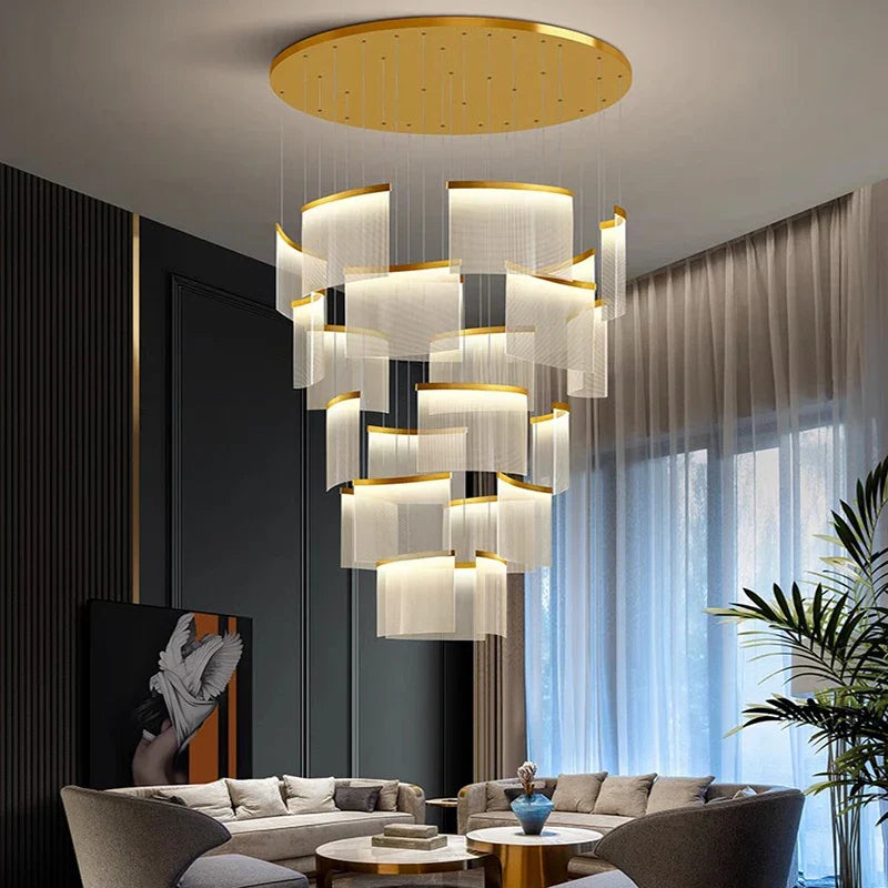 Chic Nordic Stair Chandelier - Versatile Pendant and Ceiling Lights for Living and Dining Rooms, Elevating Indoor Lighting and Home Decor