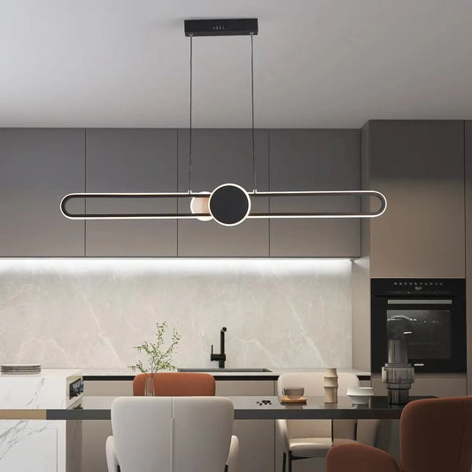 Contemporary LED Strip Pendant Lights - Minimalistic Lighting for Dining Tables, Living Rooms, Kitchens, and Bedrooms with Remote Dimming