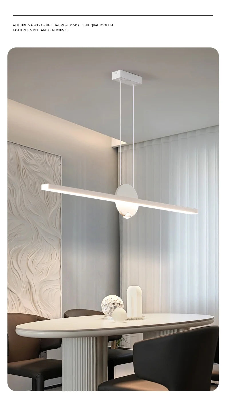 Minimalist Linear Pendant Lights LED Modern Chandelier Dining Room Island Light Restaurant Cafe Bar Office Hanging Lamps Black