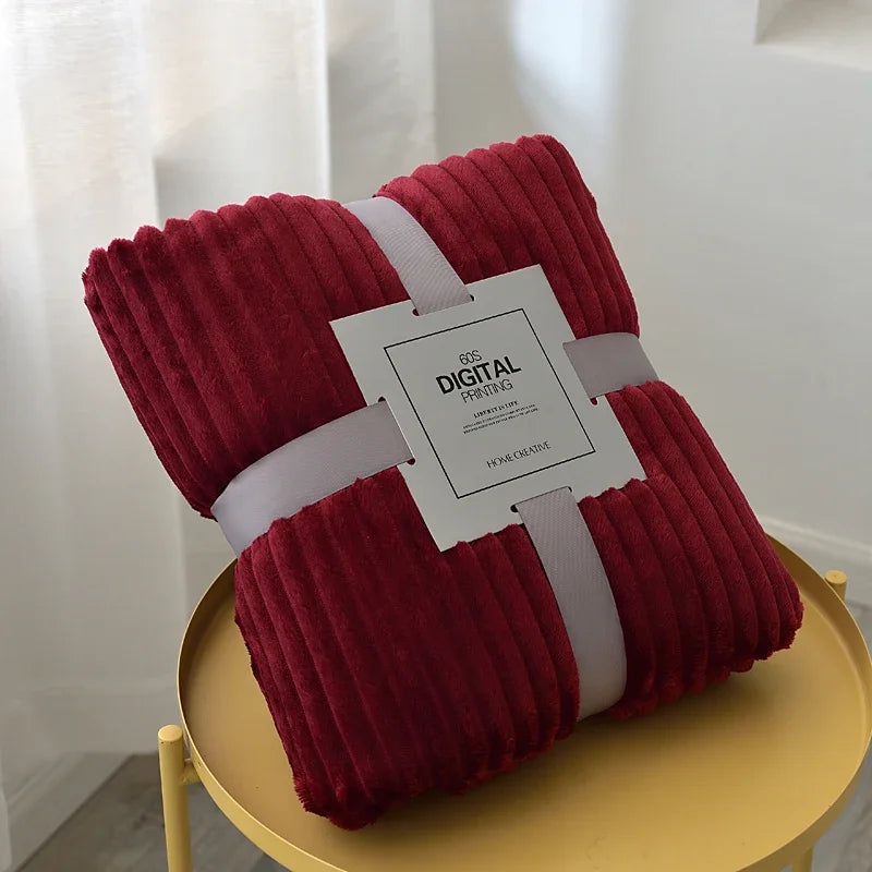VividTwill 1pc Fluffy Coral Velvet Blanket Air-Conditioned Flannel Plush Comfortable Thickened Warm Soft Throw Blanket Bed Cover