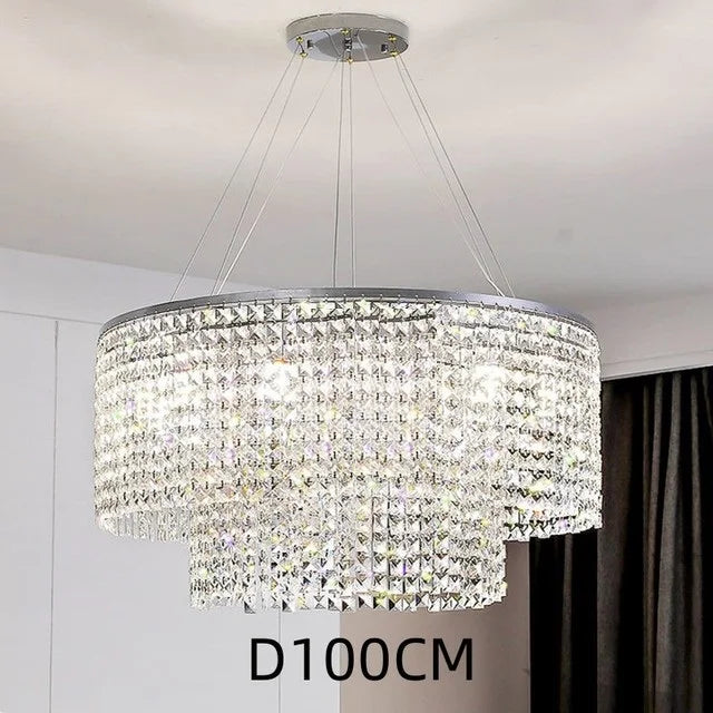 Contemporary Crystal LED Chandelier - Luxury Rectangular K9 Pendant Lamp with Personality for Dining Spaces