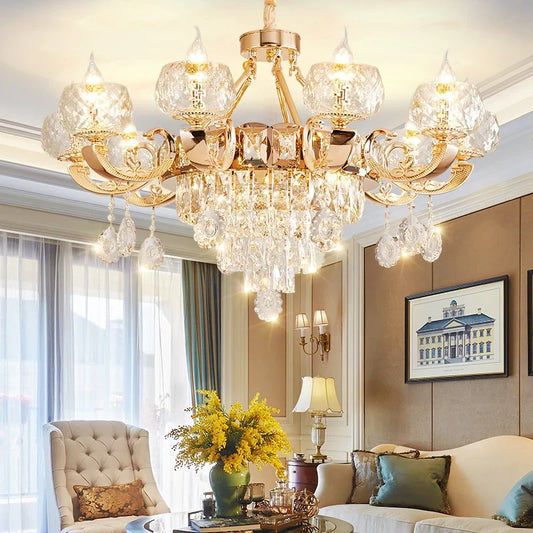 Grand European Style Crystal Pendant Lamp - High-Grade Luxury for Living Rooms, Dining Areas, and Bedrooms