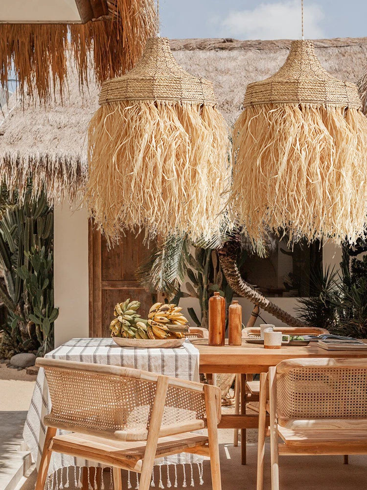 Wabi Sabi Rattan Grass Pendant Lamps - Handmade Japanese-Inspired Natural Lighting with Simple Elegance