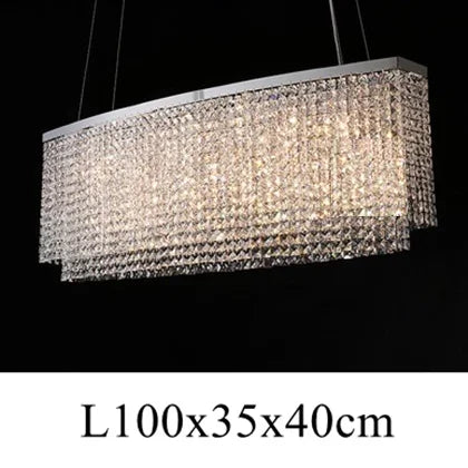 Contemporary Crystal LED Chandelier - Luxury Rectangular K9 Pendant Lamp with Personality for Dining Spaces