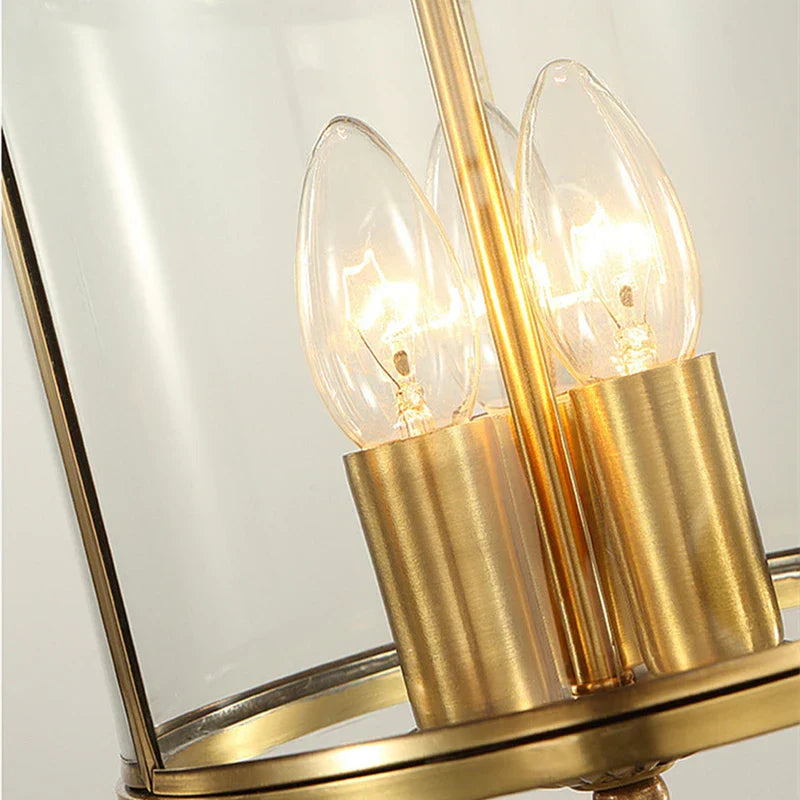 American Country Style Pendant Lamp - Bronze Glass Chandelier for Dining and Living Spaces