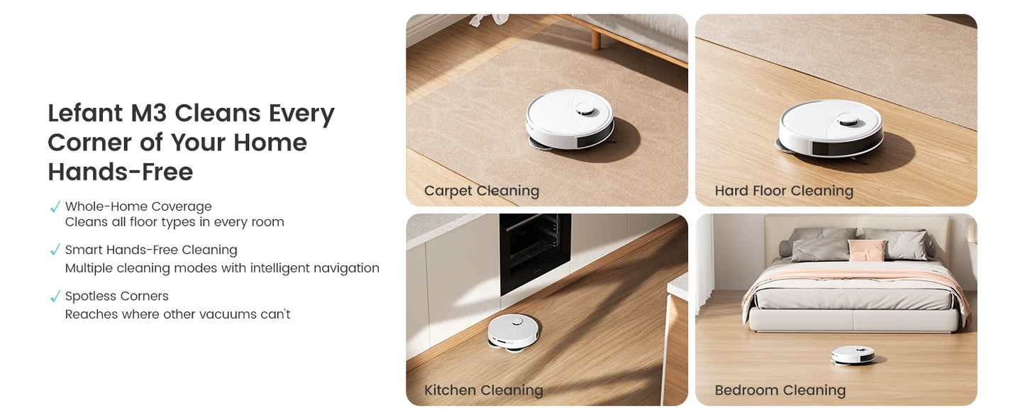 LEFANT Robot Vacuum Cleaner with Mapping, 12000Pa Suction, Emptying Station, Automatic Washing and Drying, DTOF Laser