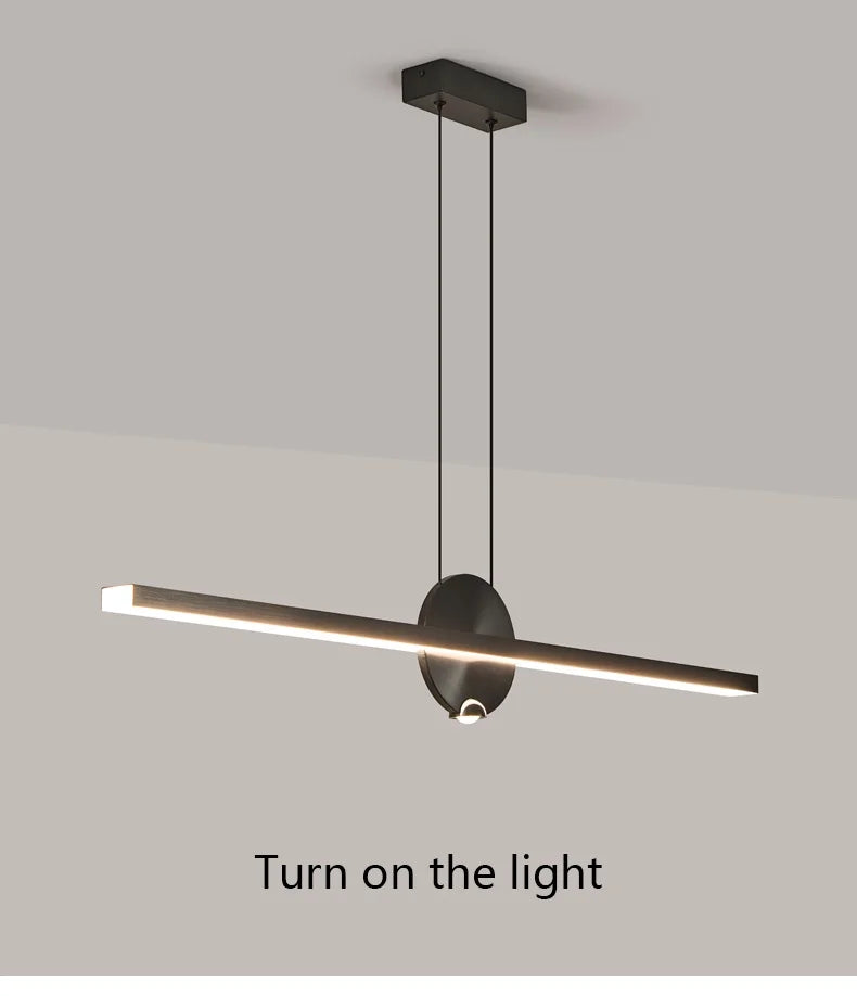 Minimalist Linear Pendant Lights LED Modern Chandelier Dining Room Island Light Restaurant Cafe Bar Office Hanging Lamps Black