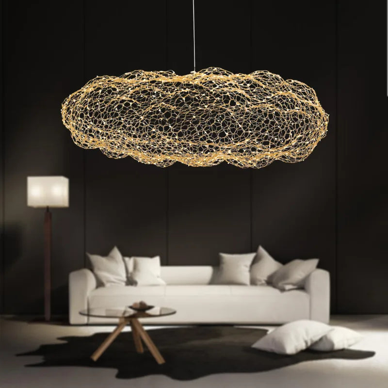 Art Decor Hollow Cloud Pendant Lights - Danish Design Firefly Chandelier for Living Rooms, Bedrooms, and Staircases