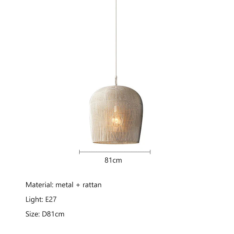 Japanese Wabi-Sabi Wind Handmade Rattan LED Pendant Lights - Illuminate Your Dining Room, Bar, Bedroom, and More with Rustic Elegance