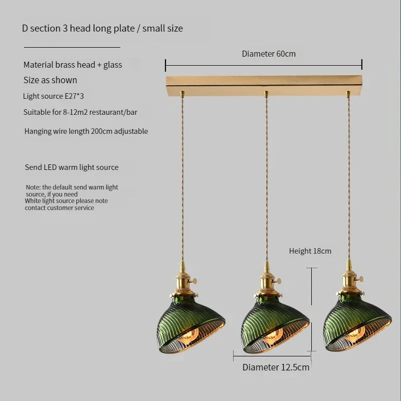 Vintage Brass Green Glass Pendant Light - Illuminate Your Dining Room, Bar, or Bedroom with Scandinavian Elegance