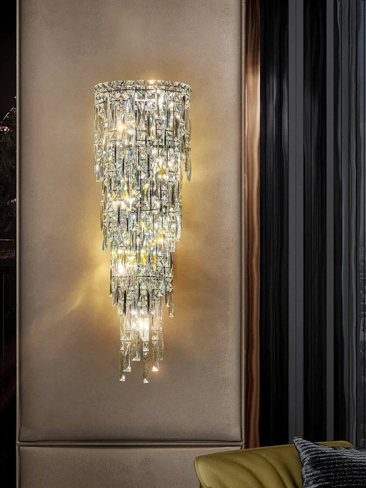 Elena's Multi-Layer Crystal Pendant Wall Lamp - High-Quality Elegance for Your Living Spaces