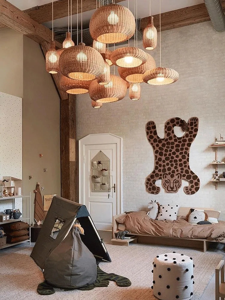 Vintage Handmade Rattan Pendant Light - Creative Lighting for Dining Rooms, Cafes, Restaurants, and Natural Luminaire