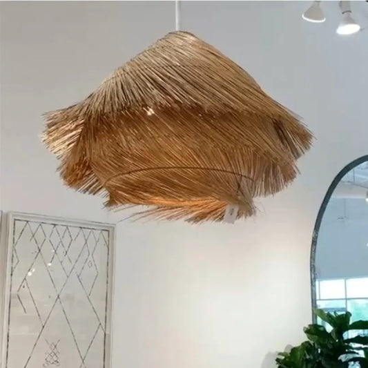 Japanese Wasabi-Inspired LED Pendant Lights - Rattan Chandelier Lamp Fixtures for Nordic Dining Rooms and Indoor Lighting