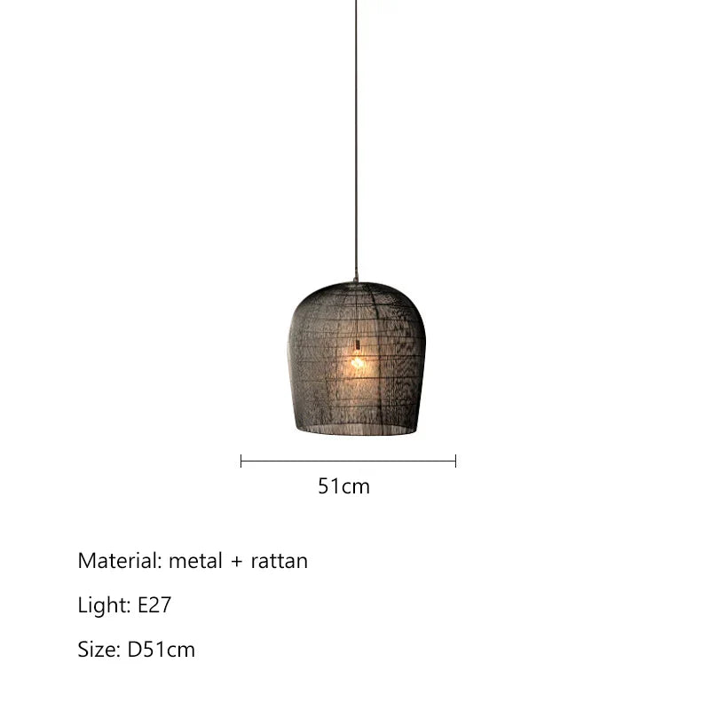 Wabi Sabi Rattan Pendant Light - Handcrafted Elegance for Your Dining Room, Bedroom, or Bar Area