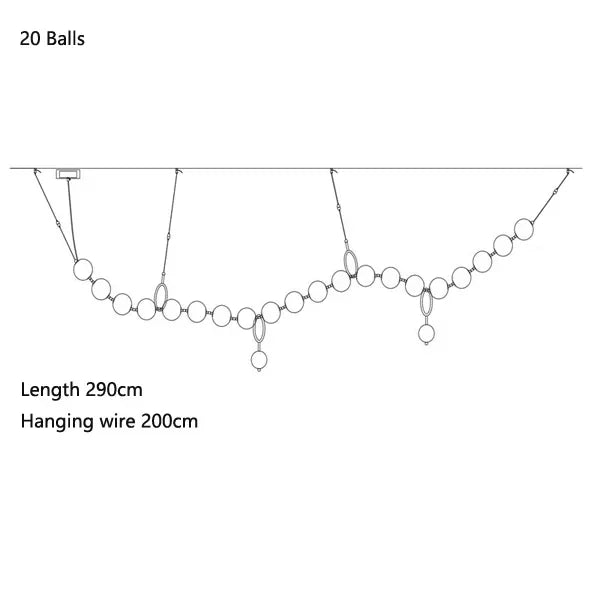 Nordic Luxury Necklace Led Pendant Light For Ceiling Chandelier White Glass Ball Hanging Lamp Glass Lampshade 12cm