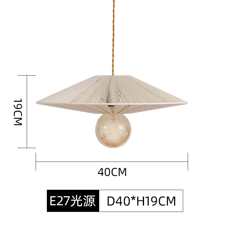 Japanese-Inspired Retro Chandelier - Woven Hemp Rope Pendant Lamp for Creative Home Decor