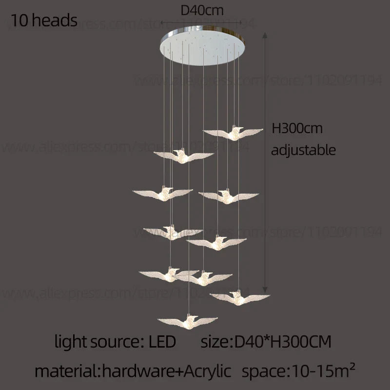 Contemporary LED Bird-Shaped Pendant Lamp - Stylish Illumination for Your Living Space