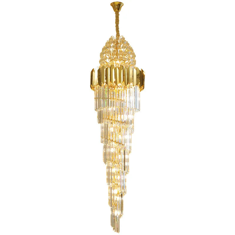Crystal Stair Chandeliers - Elegant Indoor Lighting for Living Rooms, Staircases, and Loft Spaces