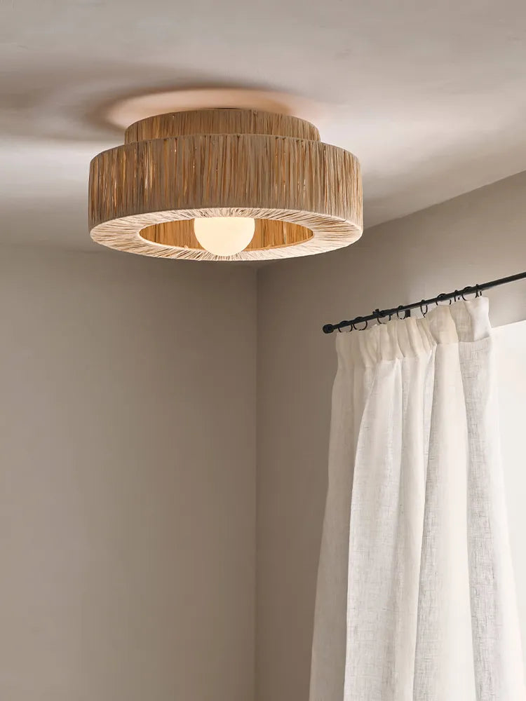 Artful Hand-Knitted Rattan Pendant Lamp - Elegant Lighting for Living Rooms and Bedrooms