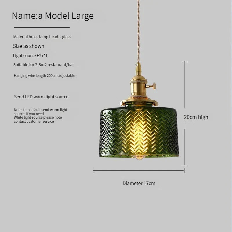 Vintage Brass Green Glass Pendant Light - Illuminate Your Dining Room, Bar, or Bedroom with Scandinavian Elegance