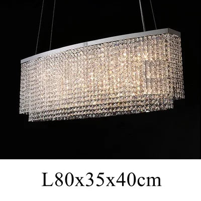 Contemporary Crystal LED Chandelier - Luxury Rectangular K9 Pendant Lamp with Personality for Dining Spaces