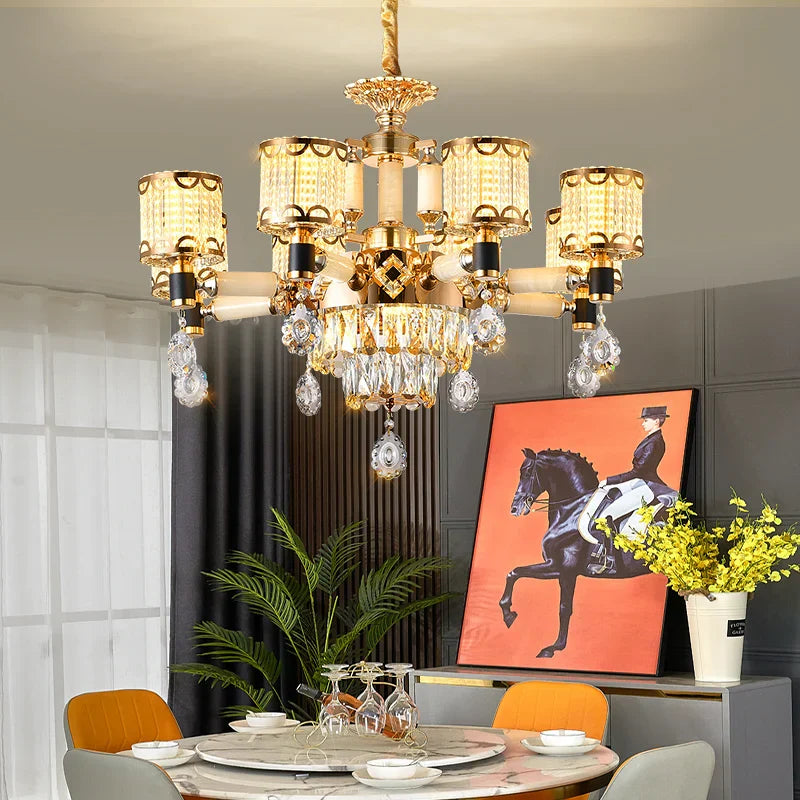 Exquisite Crystal Pendant Chandelier - A Luxurious and Romantic Lighting Fixture for Your Living Space