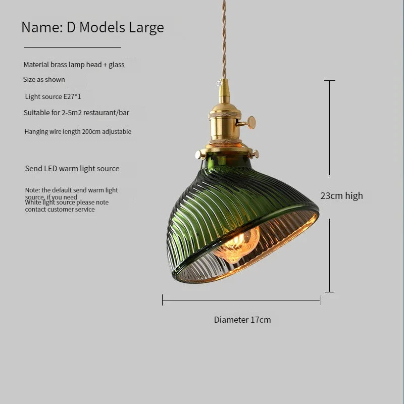 Vintage Brass Green Glass Pendant Light - Illuminate Your Dining Room, Bar, or Bedroom with Scandinavian Elegance