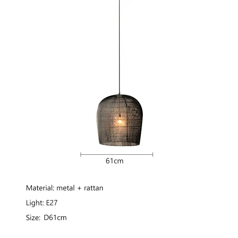 Japanese Wabi-Sabi Wind Handmade Rattan LED Pendant Lights - Illuminate Your Dining Room, Bar, Bedroom, and More with Rustic Elegance