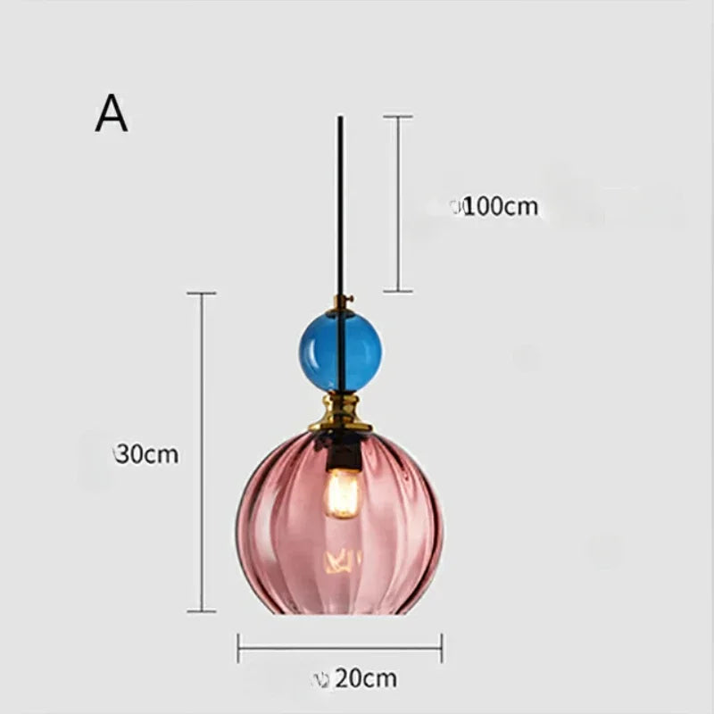 Nordic Colored Glass Chandelier Postmodern Creative Designer Restaurant Bar Counter Bedroom Bedside Lamp Excluding Light Bulbs
