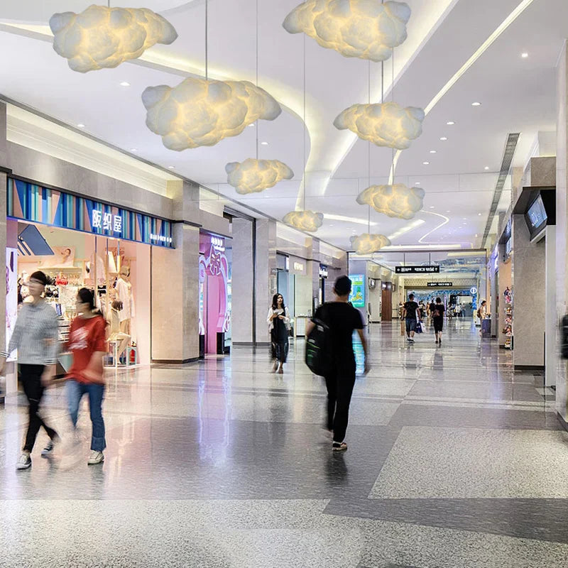 Creative White Cotton Cloud Pendant Lamp - Perfect for Kids' Room, Coffee Room, and Girl's Bedroom Decor - LED Hanging Lights with Unique Lightning Design