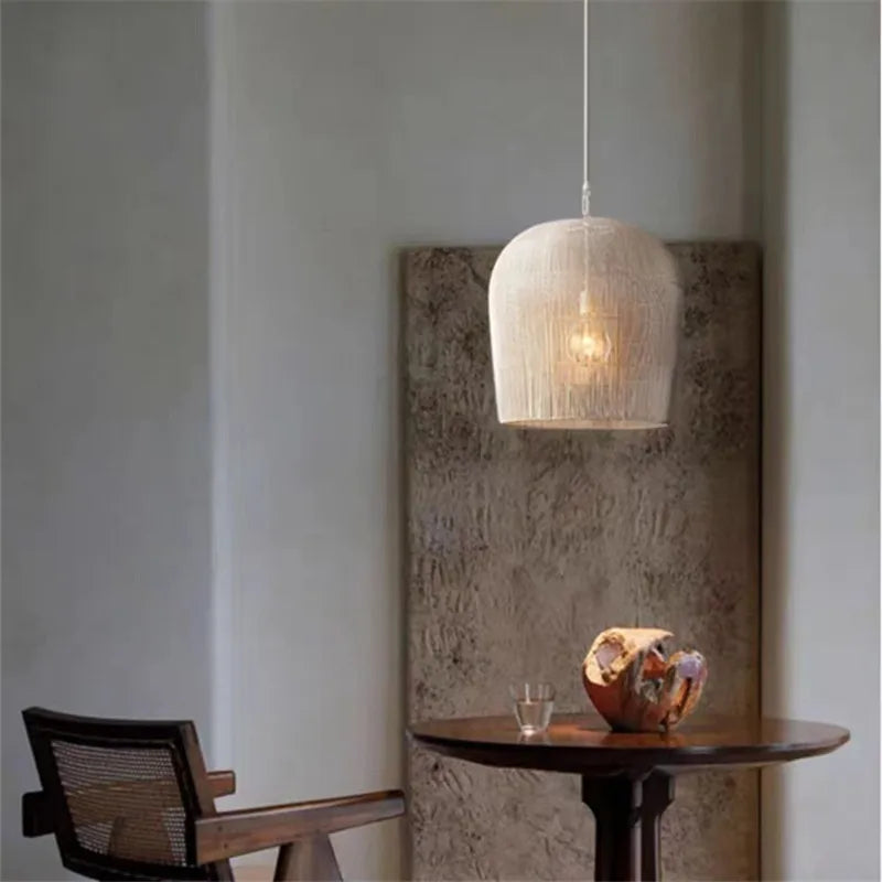 Wabi Sabi Rattan Pendant Light - Handcrafted Elegance for Your Dining Room, Bedroom, or Bar Area