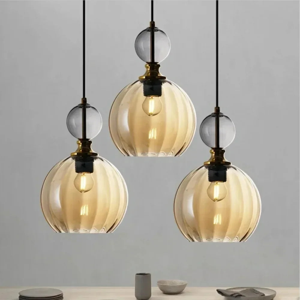 Nordic Colored Glass Chandelier Postmodern Creative Designer Restaurant Bar Counter Bedroom Bedside Lamp Excluding Light Bulbs