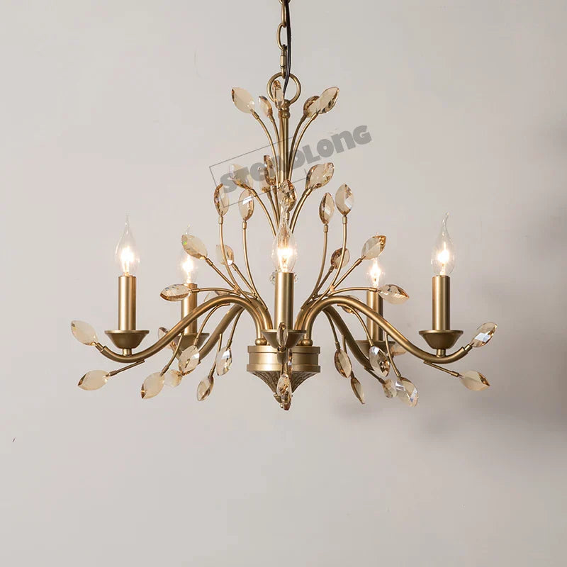 American Modern LED Crystal Ceiling Chandeliers - French Elegance for Living and Dining Spaces