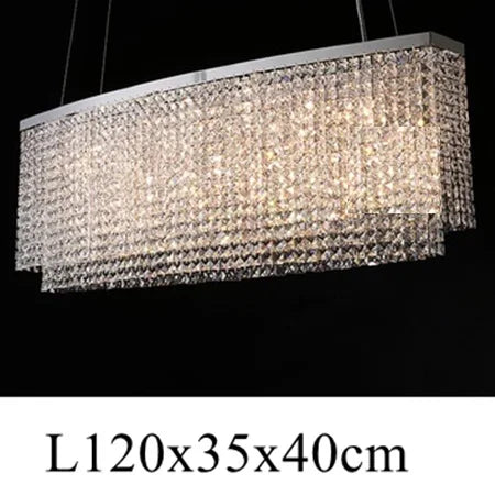 Contemporary Crystal LED Chandelier - Luxury Rectangular K9 Pendant Lamp with Personality for Dining Spaces