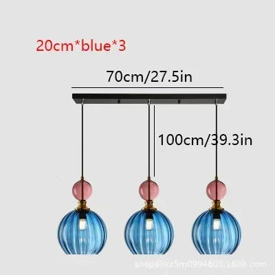 Nordic Colored Glass Chandelier Postmodern Creative Designer Restaurant Bar Counter Bedroom Bedside Lamp Excluding Light Bulbs